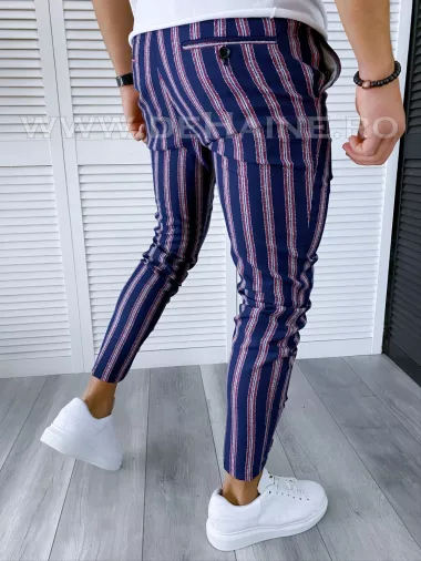 Pantaloni barbati casual regular fit bleumarin B1603 Z35-1